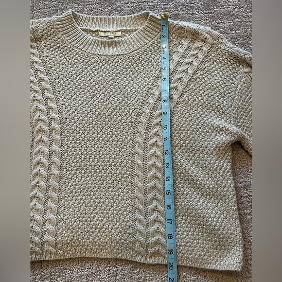 Z Supply Eternal Metallic Light Gray Cable Knit Sweater, Crew Neck, Holiday, XS - Picture 11 of 16